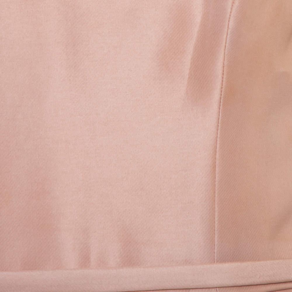 Reem Acra Pink Silk Ruffled Asymmetric Hem Strapless Gown M For Sale 1
