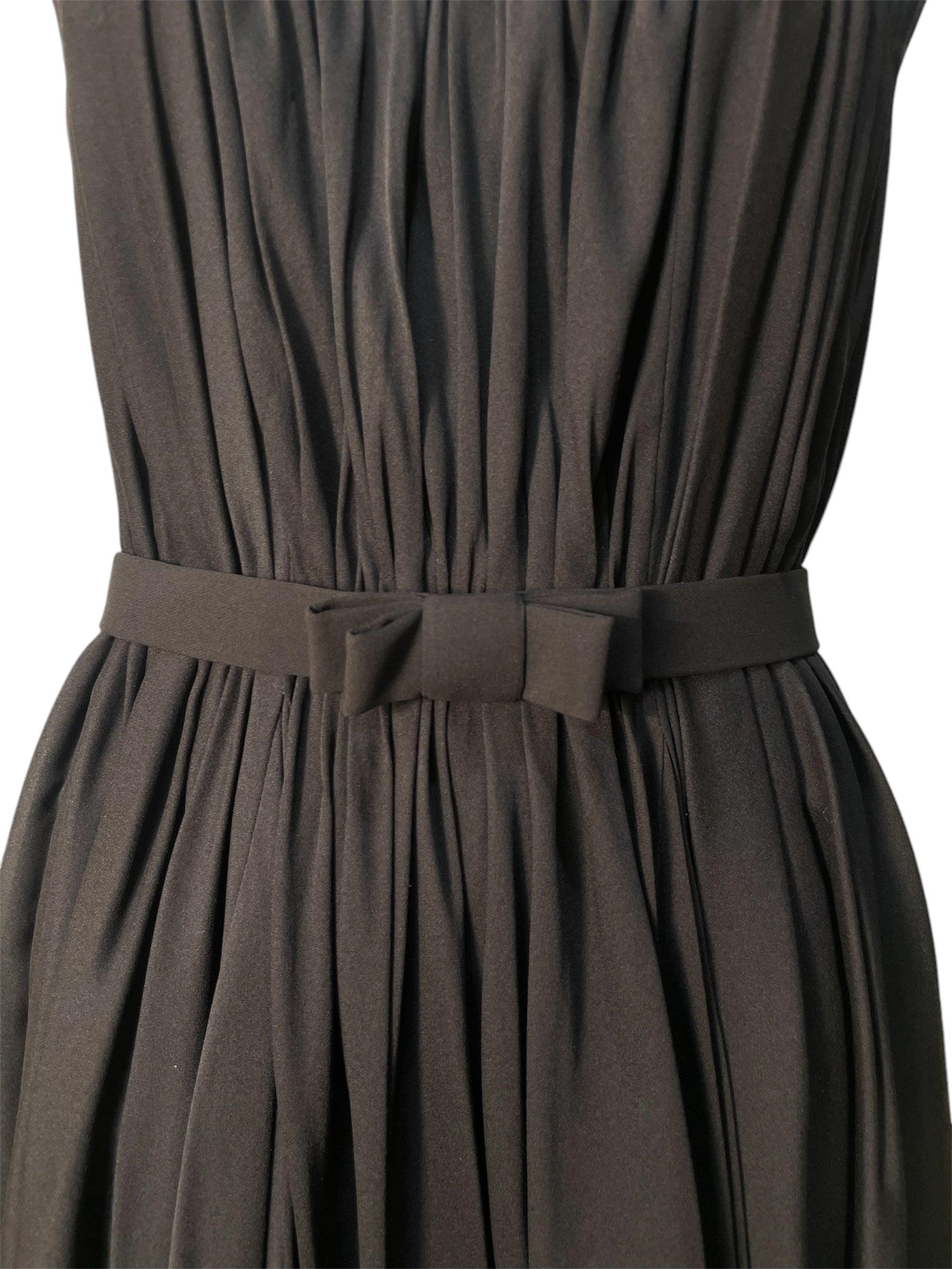Women's Reem Acra Pleated Black Dress with Flutter Back, 2000s For Sale