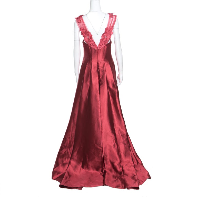 reem acra red gown