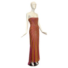 REEM ACRA Robe longue de soirée vintage perlée