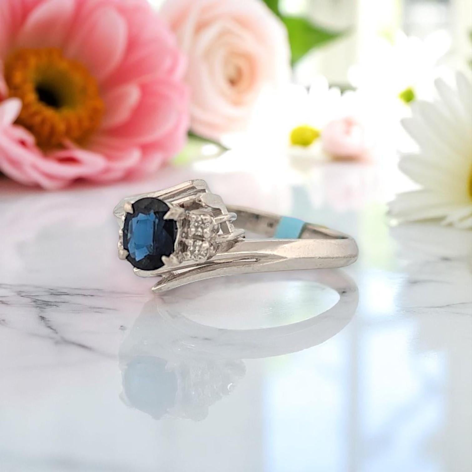 Reese  Platinum Ring with .62 ct Oval Natural Sapphire & .10 ctw Diamonds In New Condition For Sale In Greeneville, TN
