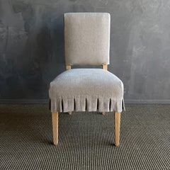Reese Slip Covered Dining Chair in Belgian Linen Flax
