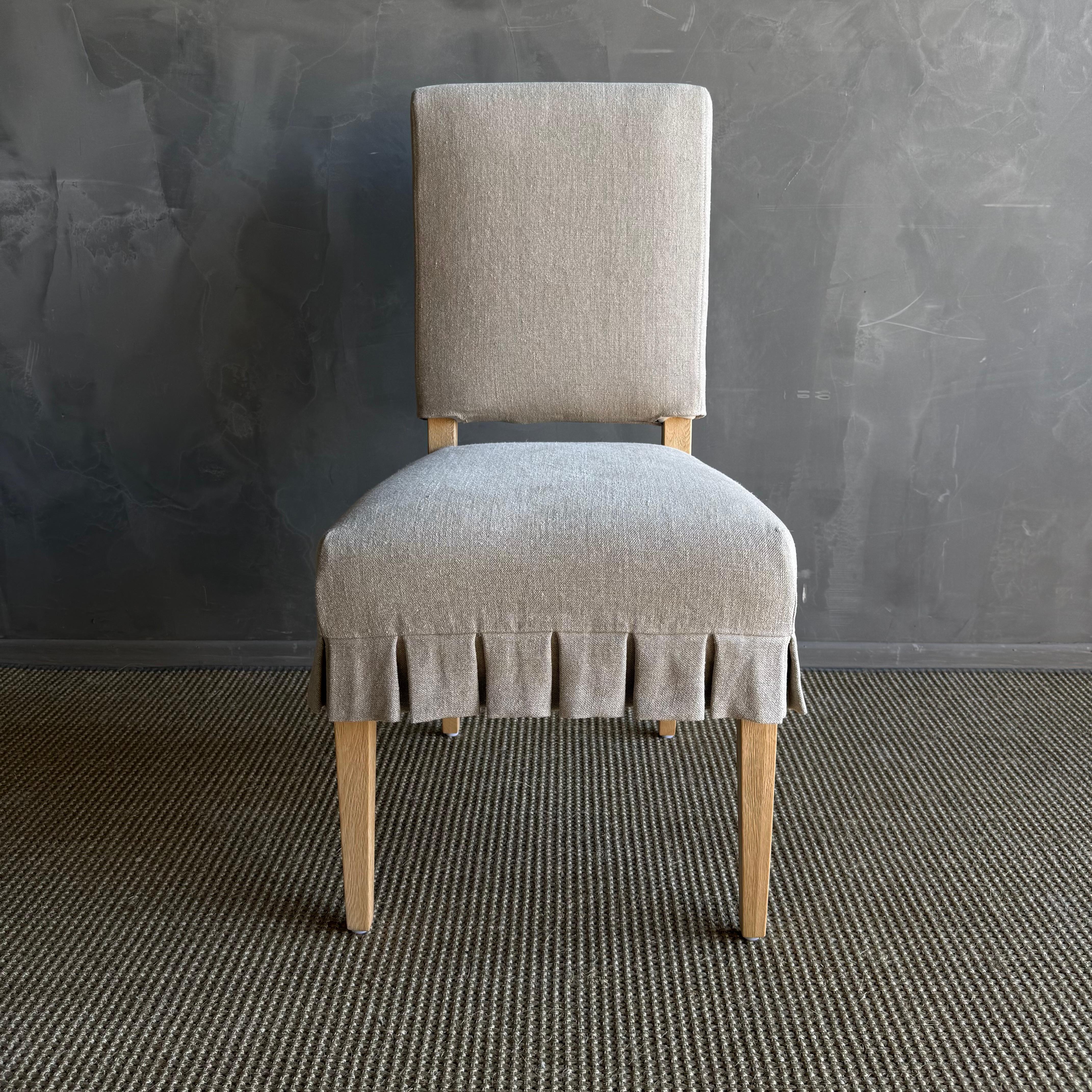 Reese Slip Covered Dining Chair in Belgian Linen Flax im Zustand „Neu“ im Angebot in Old Town Orange, CA