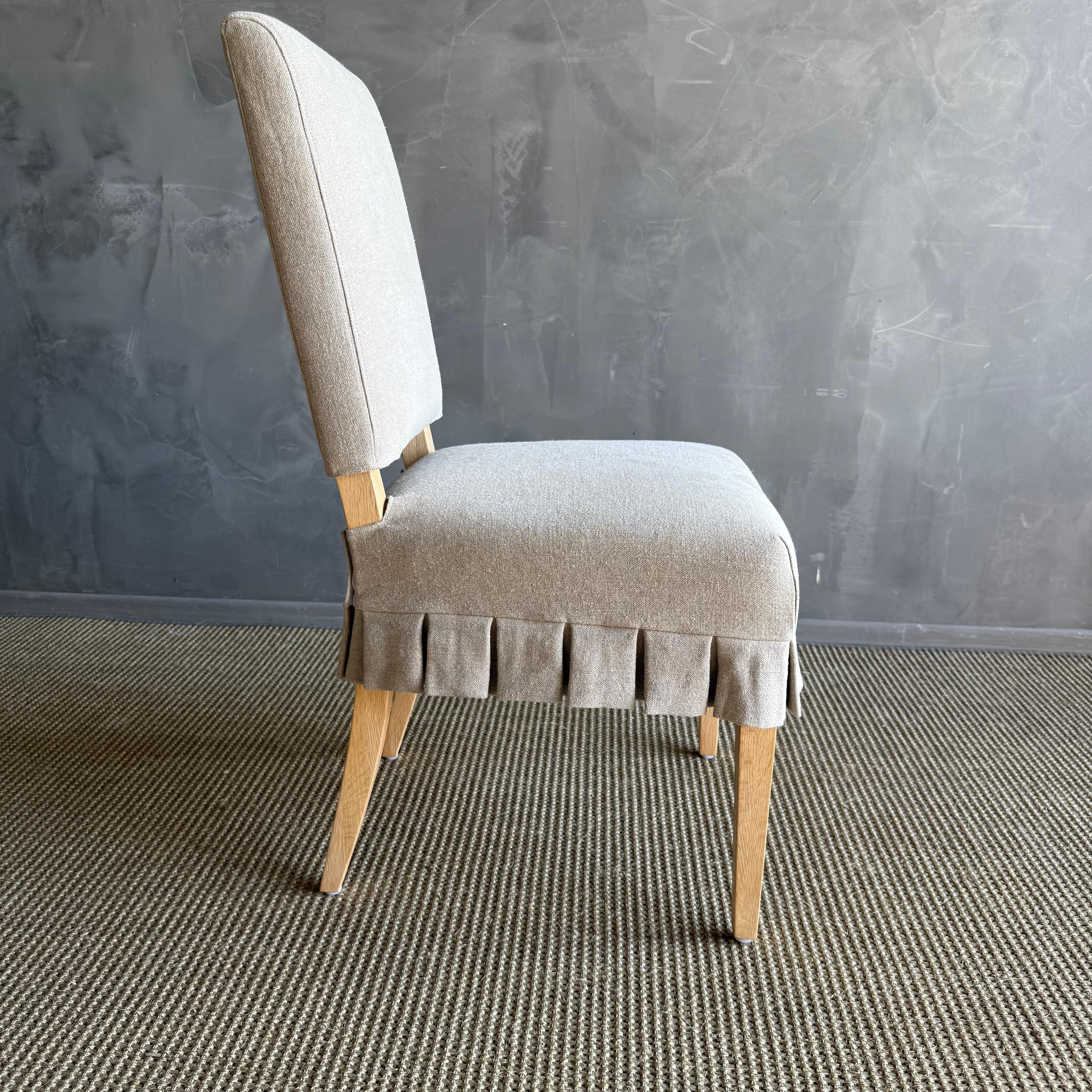 Reese Slip Covered Dining Chair in Belgian Linen Flax im Angebot 1