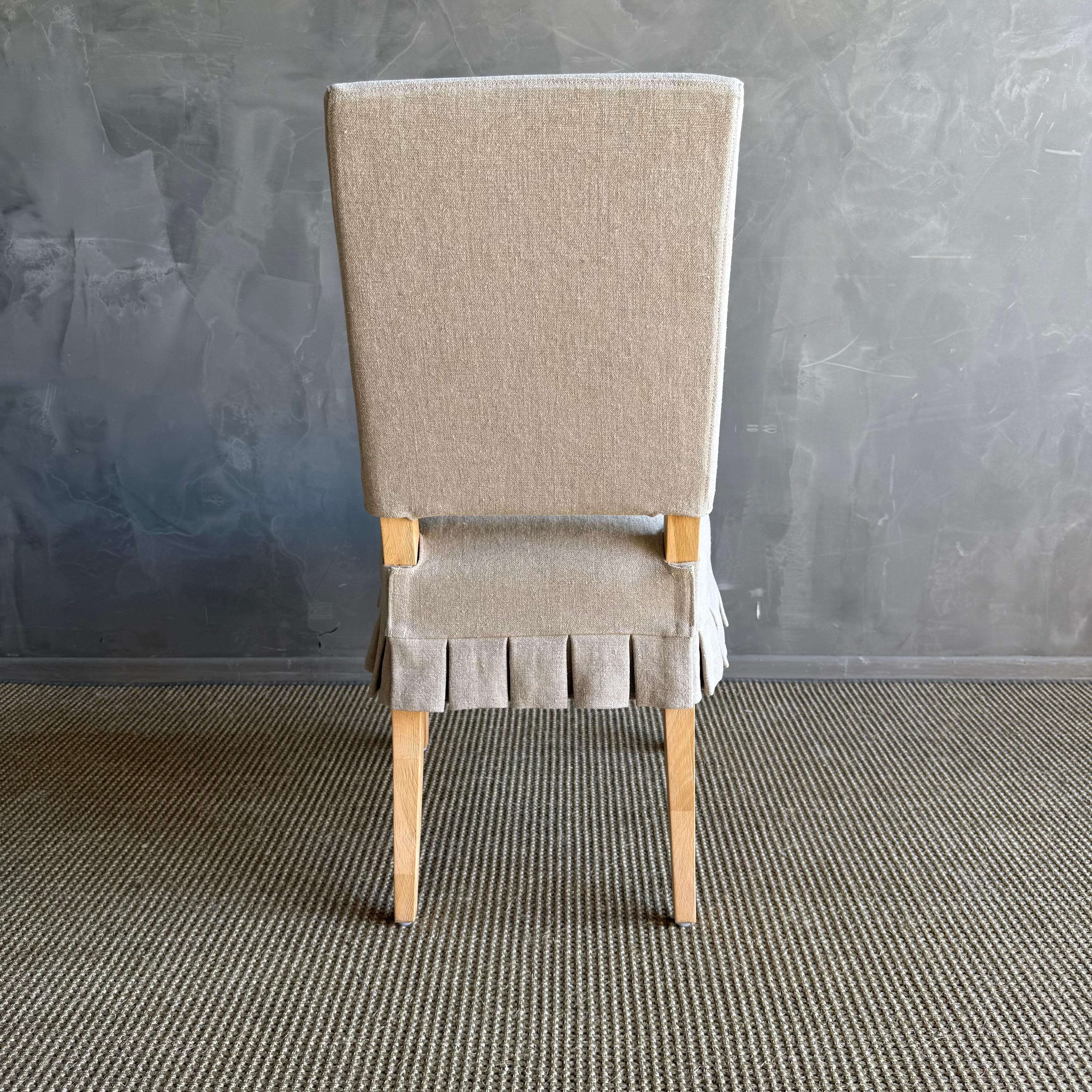 Reese Slip Covered Dining Chair in Belgian Linen Flax im Angebot 2