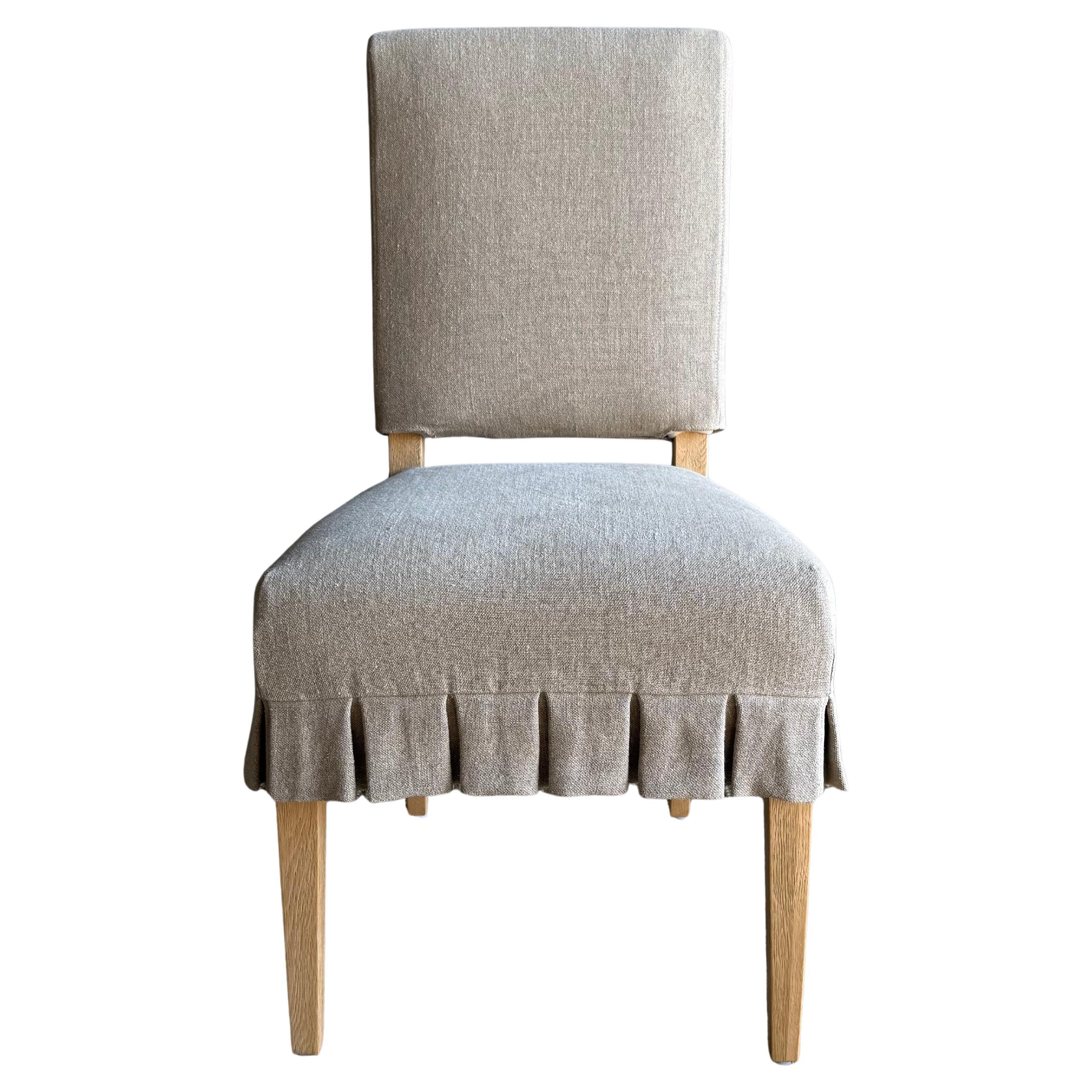 Reese Slip Covered Dining Chair in Belgian Linen Flax