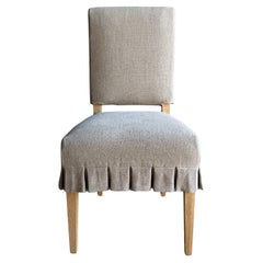 Reese Slip Covered Dining Chair in Belgian Linen Flax