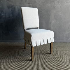 Reese White Oak Dining Chair with Belgian Linen Slip Cover