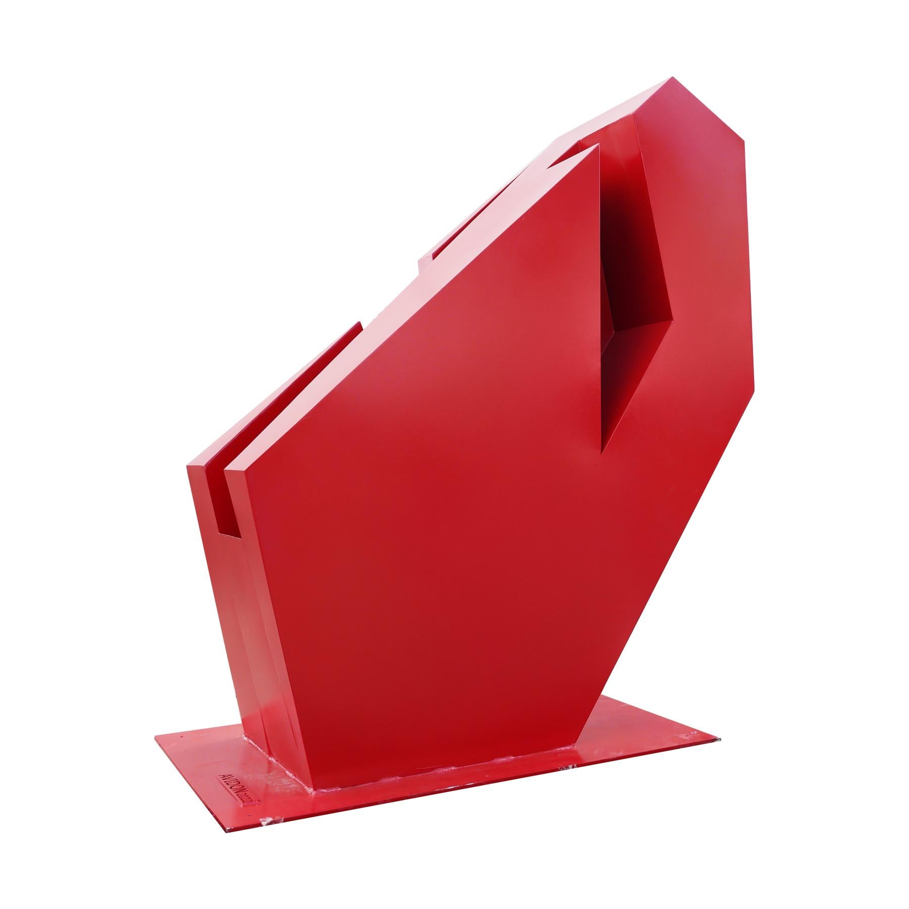 Grande sculpture d'extérieur géométrique rouge contemporaine  en vente 1