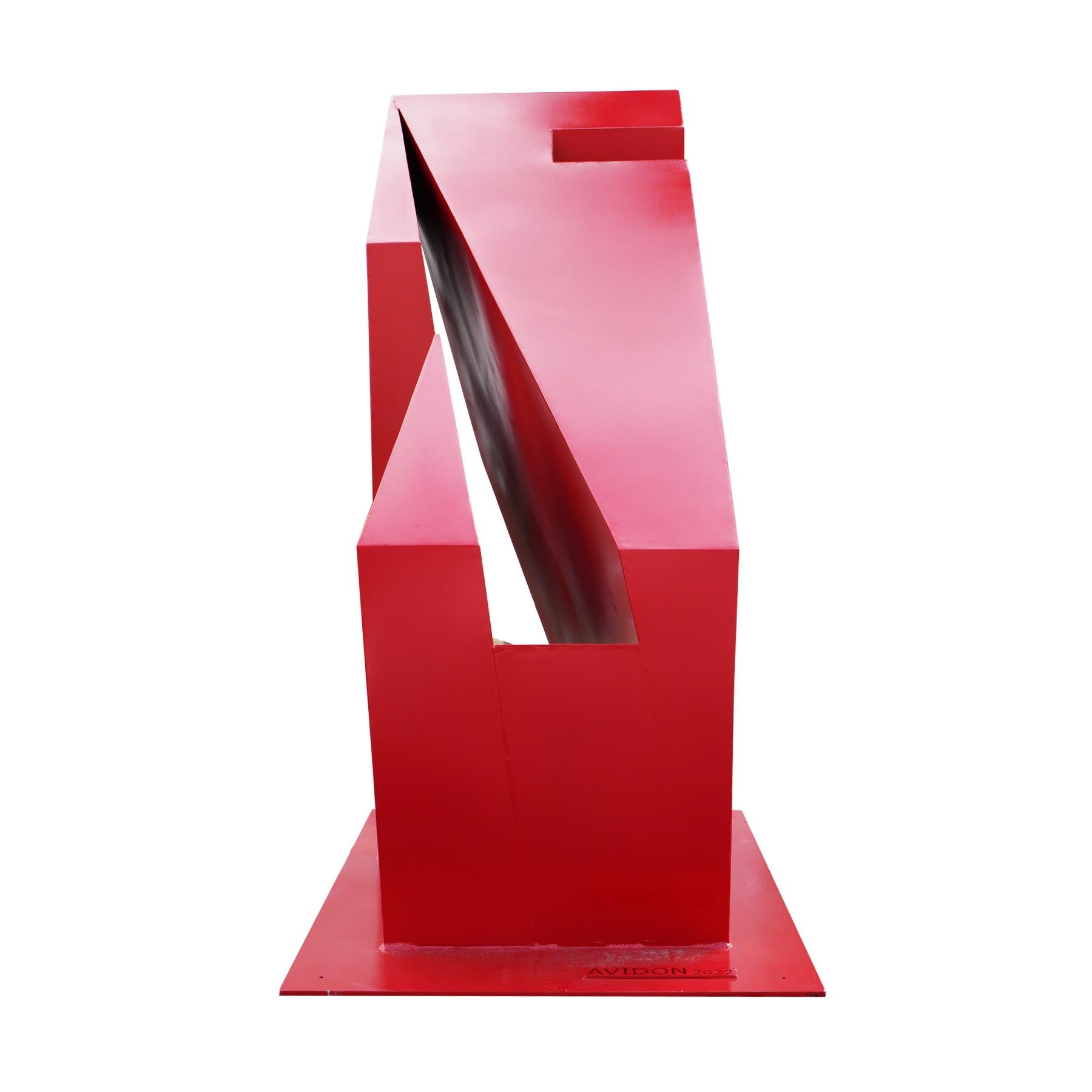 Large Contemporary Geometric Red Outdoor Sculpture  For Sale 4