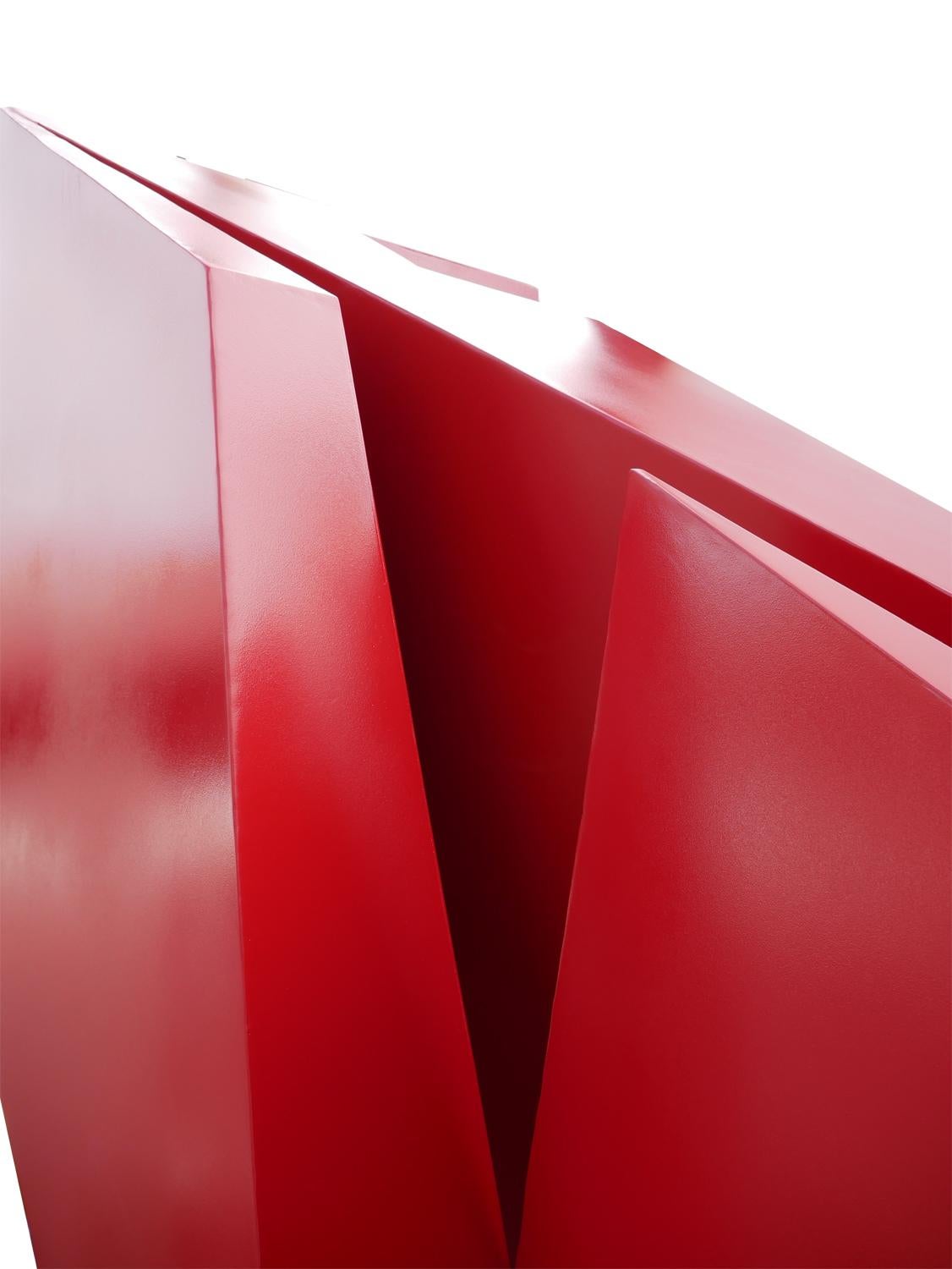 Large Contemporary Geometric Red Outdoor Sculpture  For Sale 6