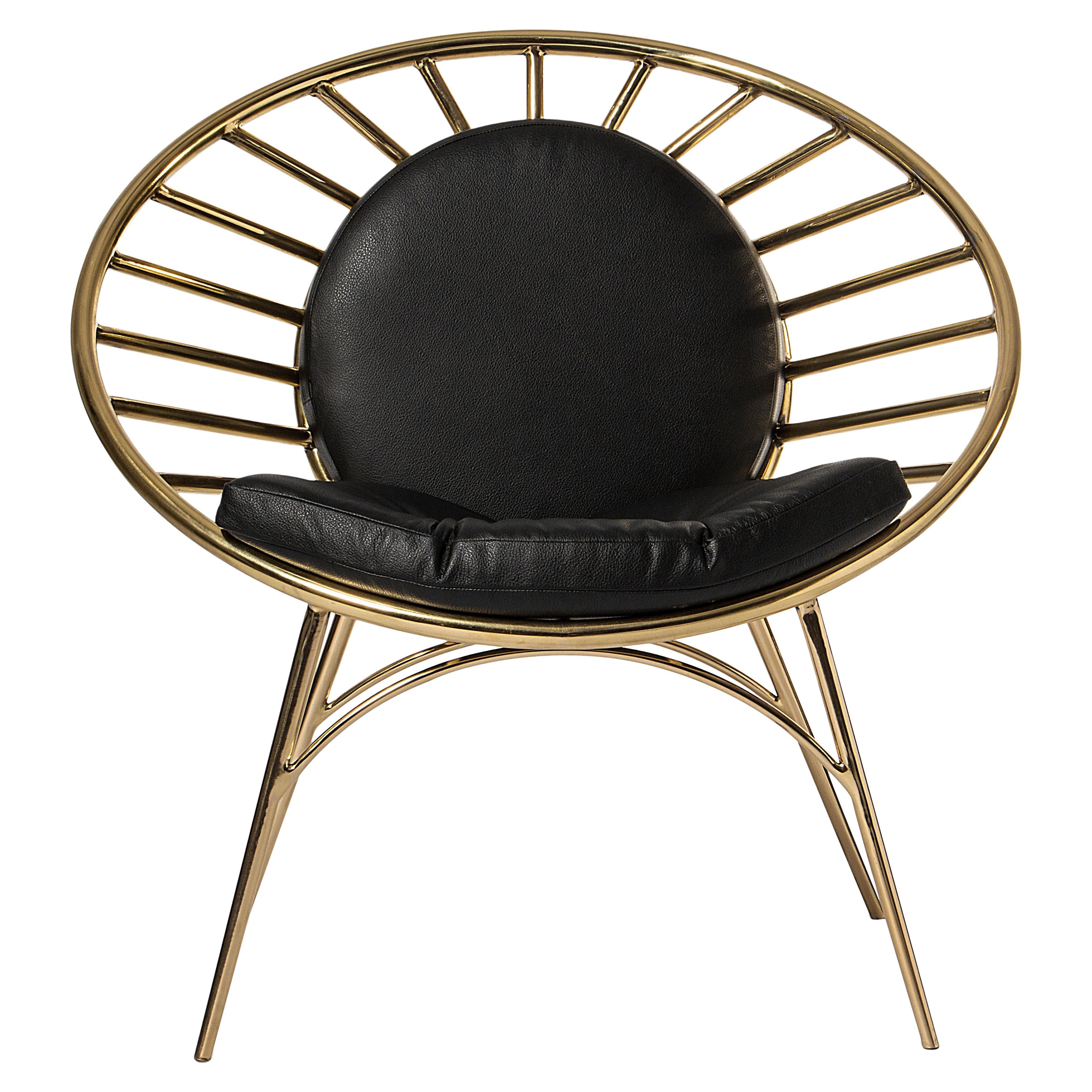 Reeves Chair in Black with Metallic Frame For Sale