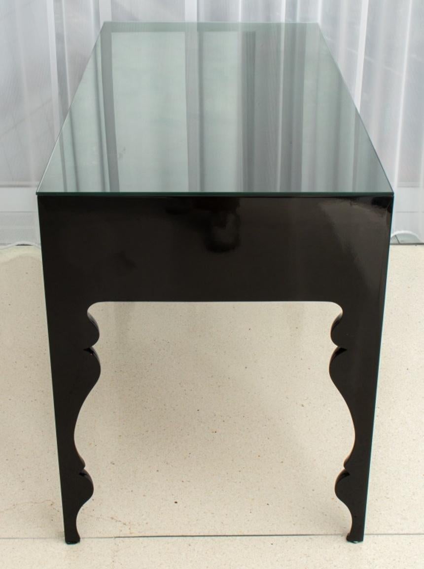 Hollywood Regency Reeves Design Black Glass Top Vanity Table
