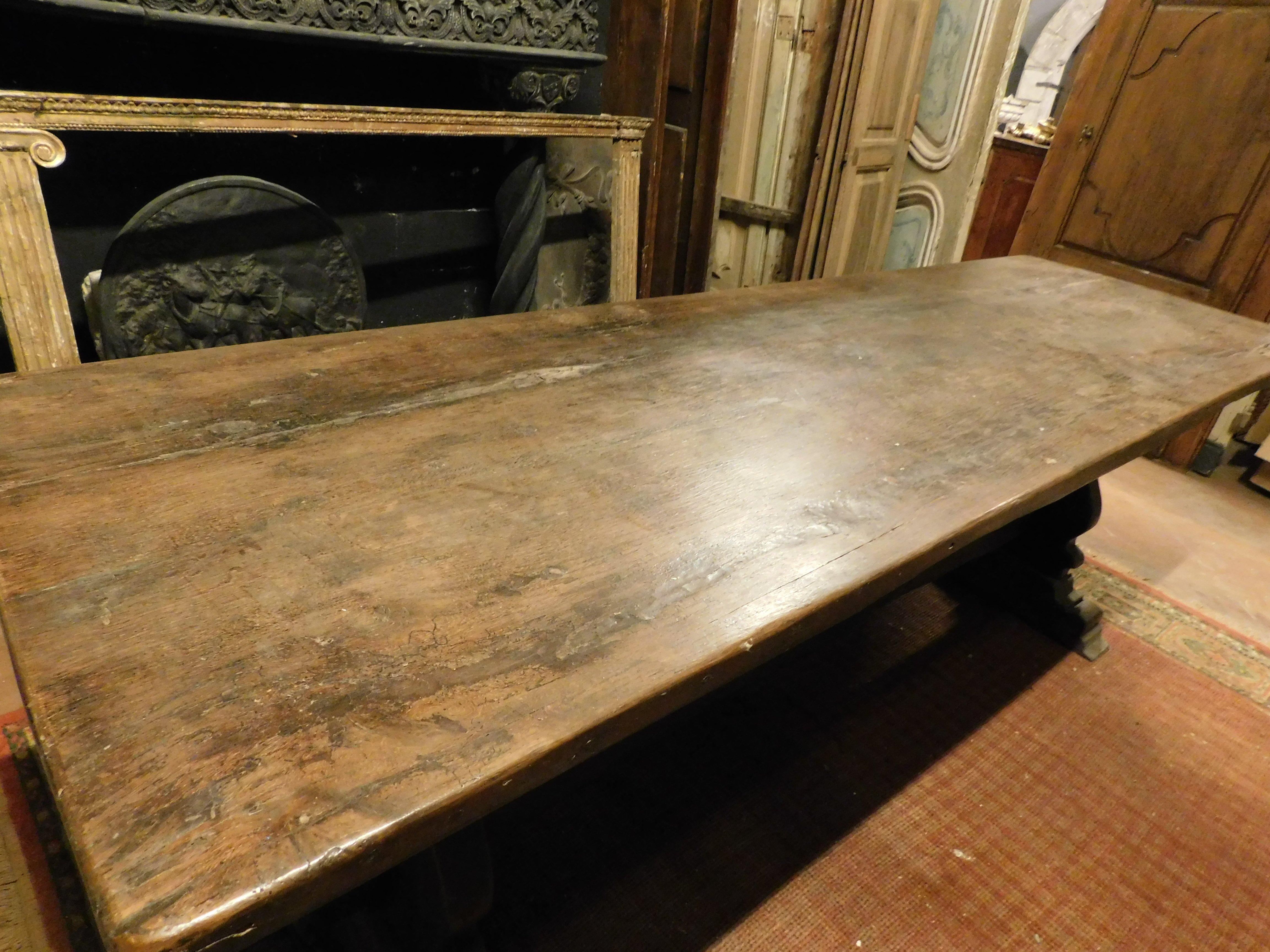 Oak Refectory table in solid oak wood, Italy For Sale