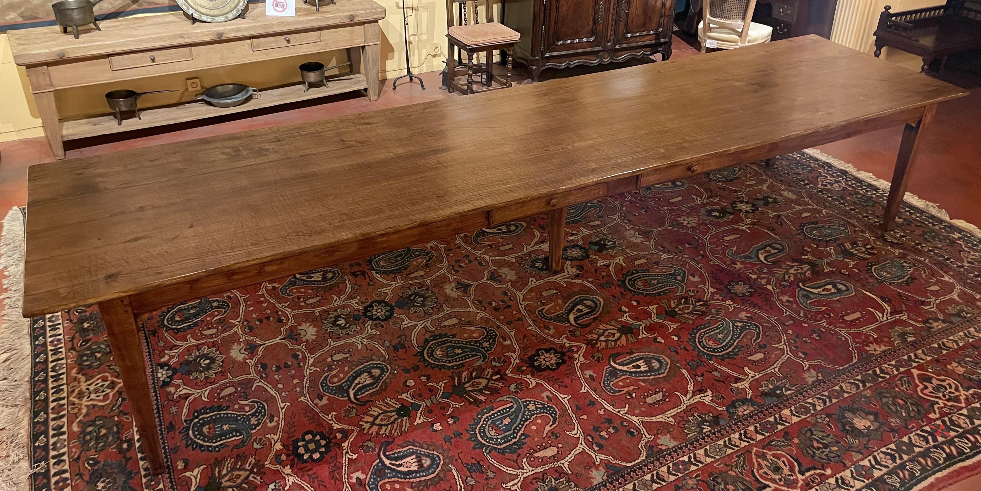 Louis Philippe Refectory Table Of 4m Long In Oak-19th Century