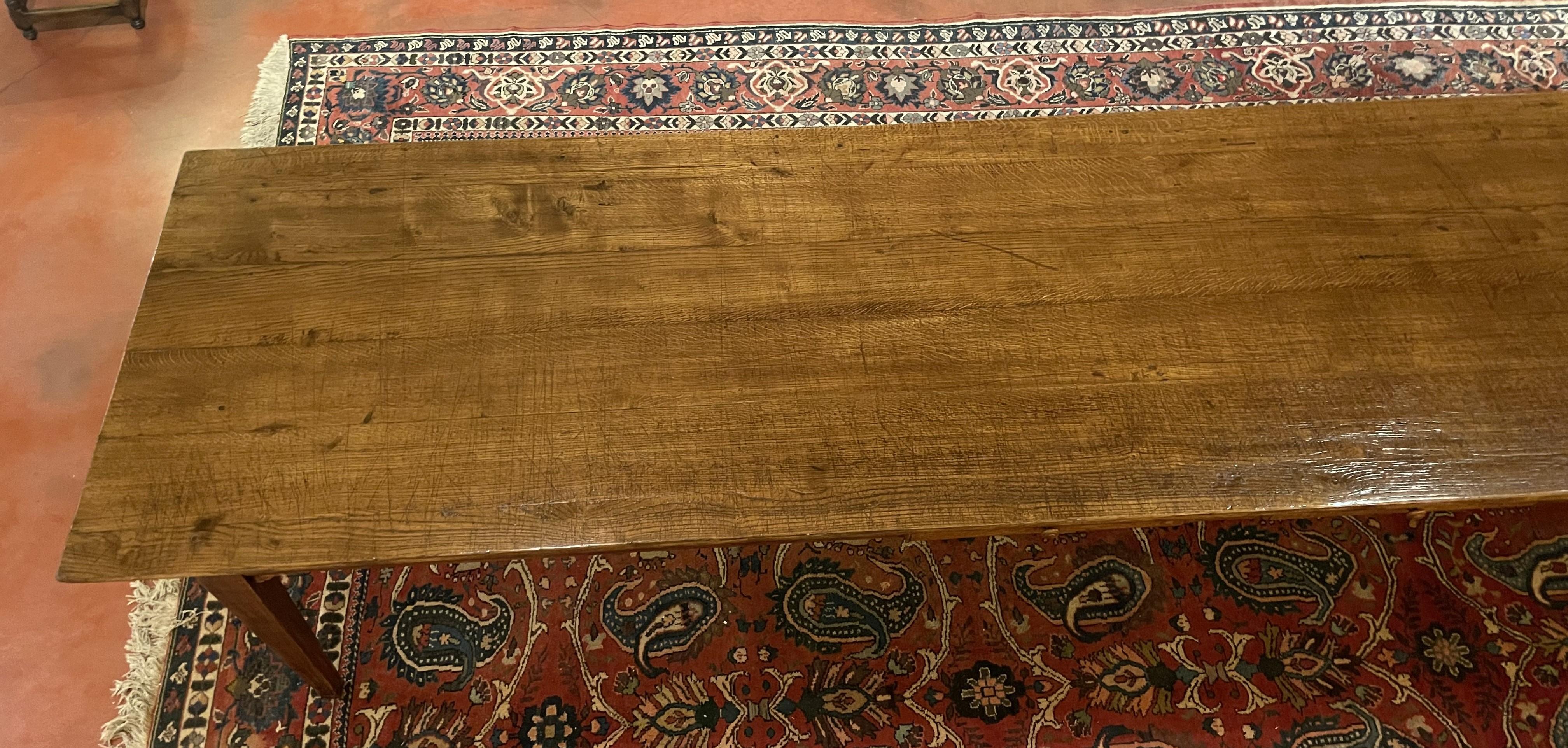 French Refectory Table Of 4m Long In Oak-19th Century