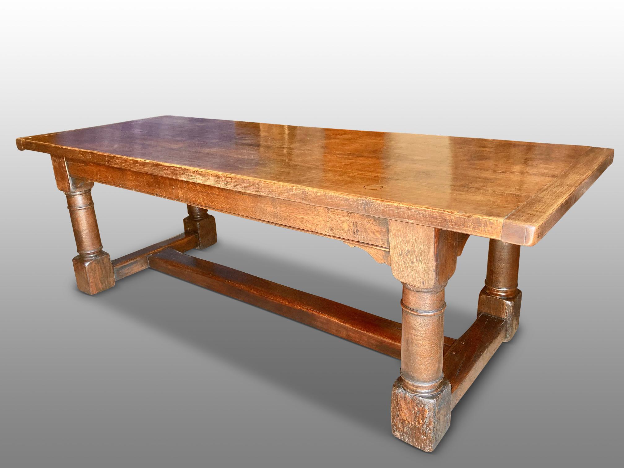 Refectory Table, Solid Oak, English, circa 1890 In Fair Condition In Honiton, Devon