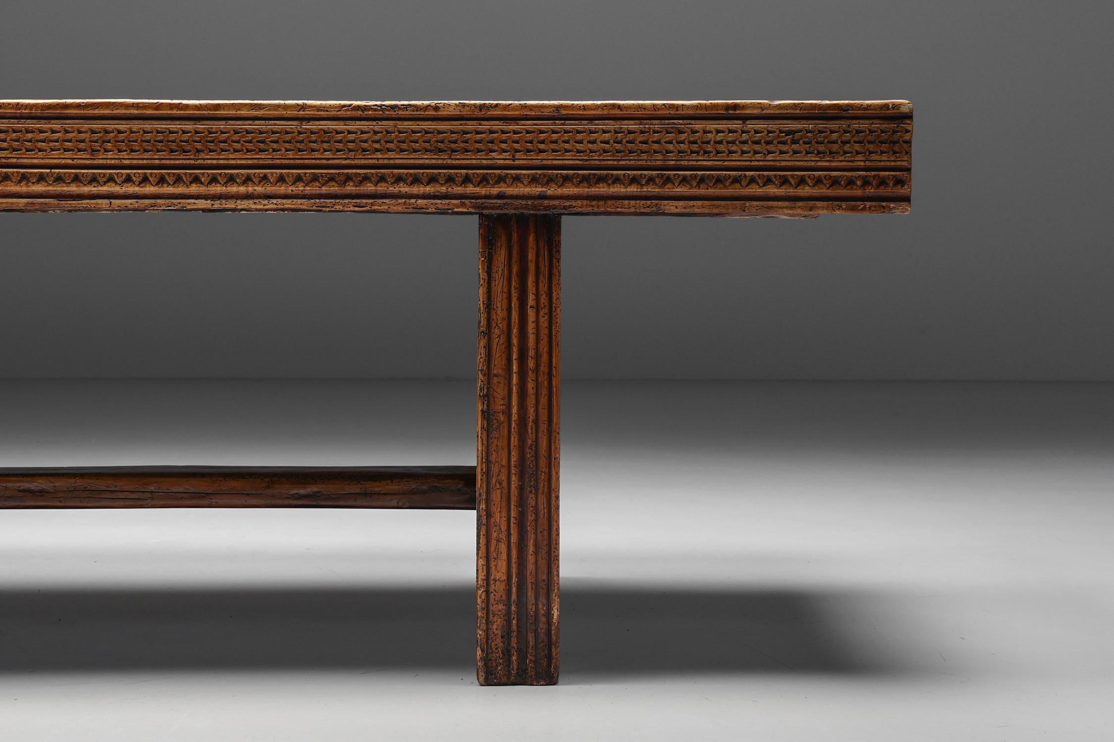 Refectory Wooden Dining Table, Rustic, France, 19th Century In Good Condition For Sale In Antwerp, BE
