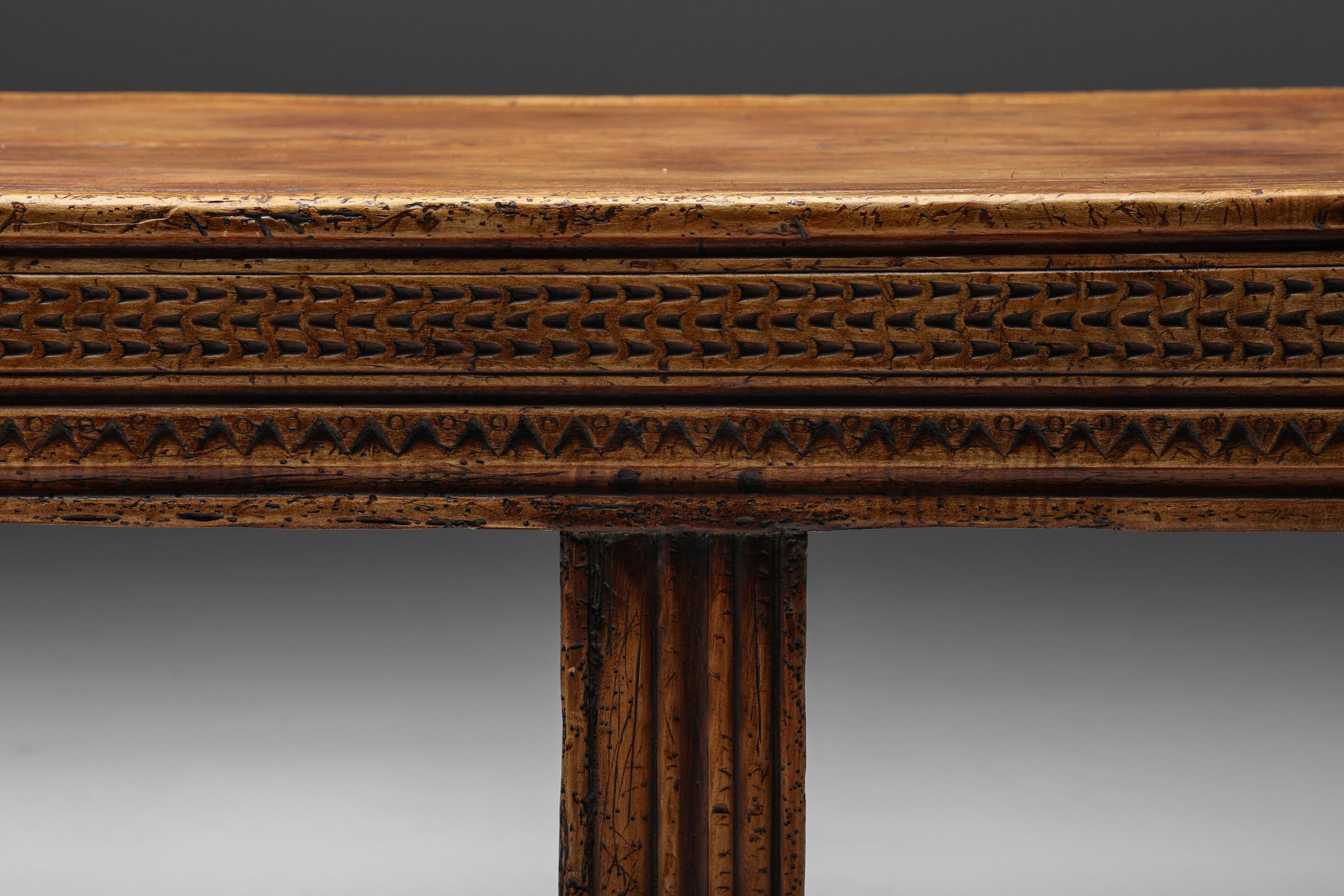 Refectory Wooden Dining Table, Rustic, France, 19th Century For Sale 1