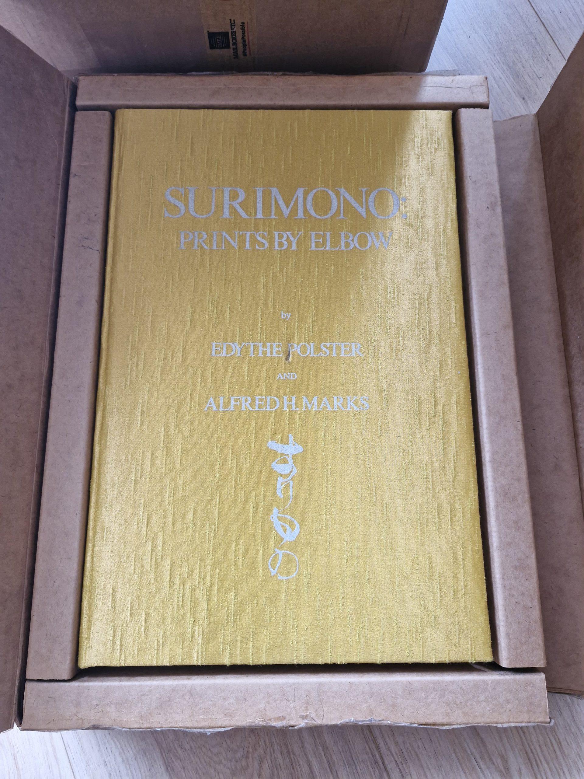Title:Surimono: Prints by Elbow. Limited edition 766 of 1050

Catalogue

first edition Hardcover

1980 · Washington, D.C.

by Polster Edythe and Alfred H. Marks
Washington, D.C.: Lovejoy Press, 1980. Hardcover. Fine. Limited edition. This is number