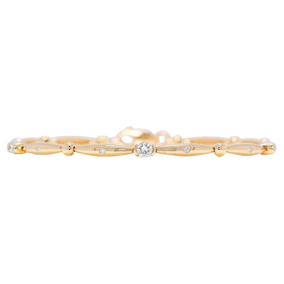 Refined 0.037ct 18K Yellow Gold Natural Diamond Bracelet