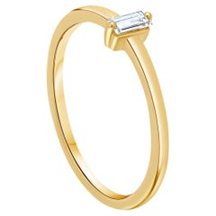 Refined 0.12 Carat F-G, VS1-VS2 Baguette Diamond Ring in 14k Yellow Gold
