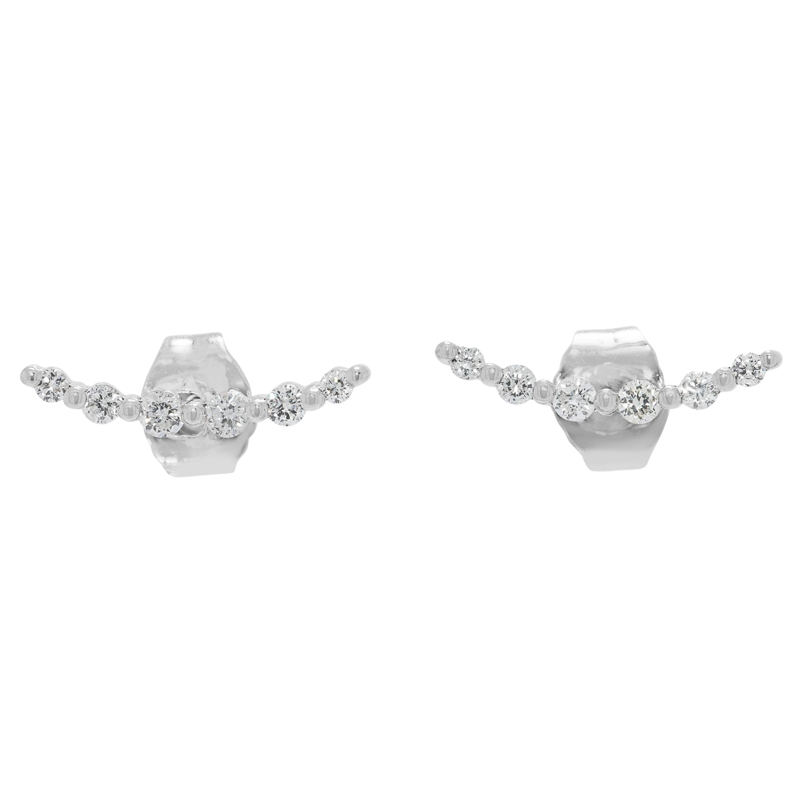 Boucles d'oreilles raffinées en or blanc 18 carats et diamant naturel de 0,20 ct. en vente