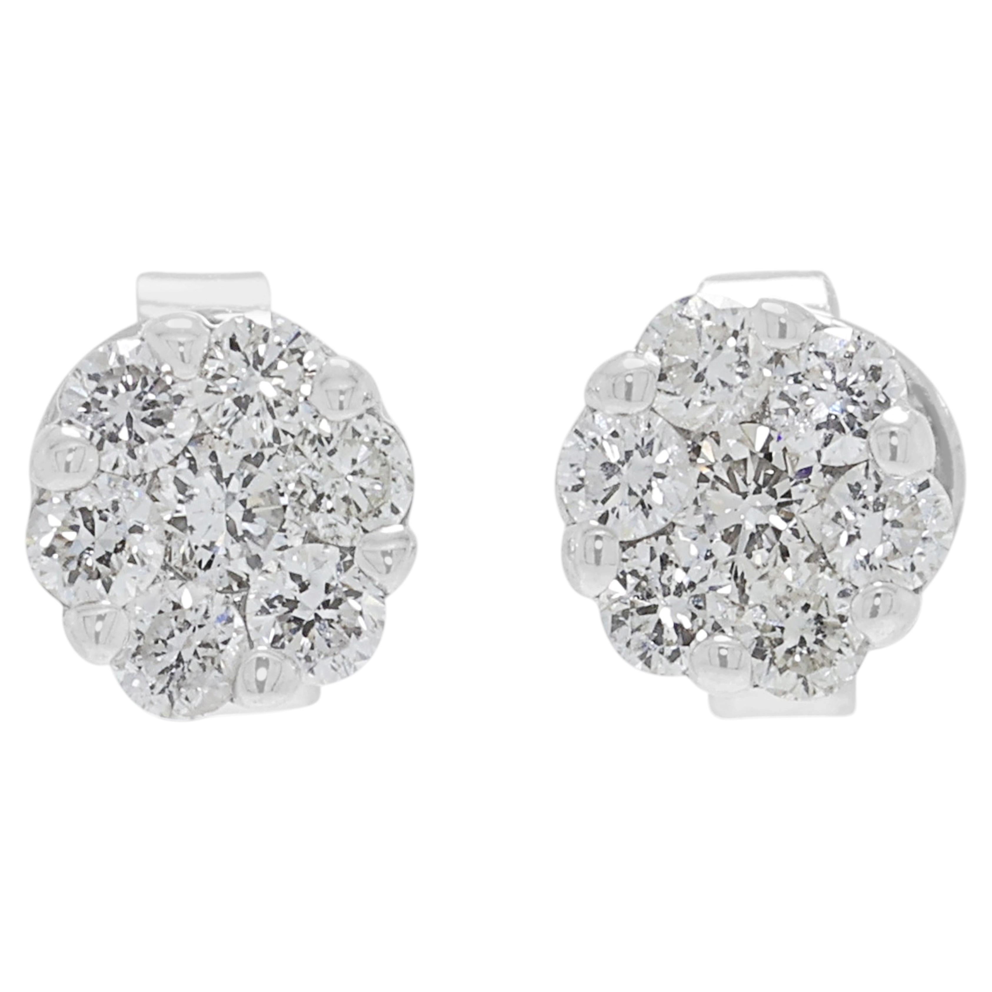 Raffinierte florale Diamantohrringe mit 0,21 Karat aus 18 Karat Weißgold