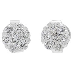 Refinados Pendientes Florales de Diamantes de 0,21 quilates en Oro Blanco de 18 quilates
