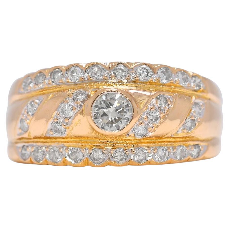 Refined 0.27ct Natural Diamond Ring in 18K Yellow Gold