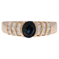 Refined 0.29ct Sapphire and Natural Diamonds Ring in 18K Yellow Gold