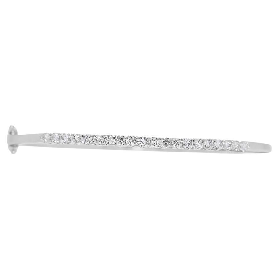 Refined 0.7ct Natural Diamond Bangle in 18K White Gold