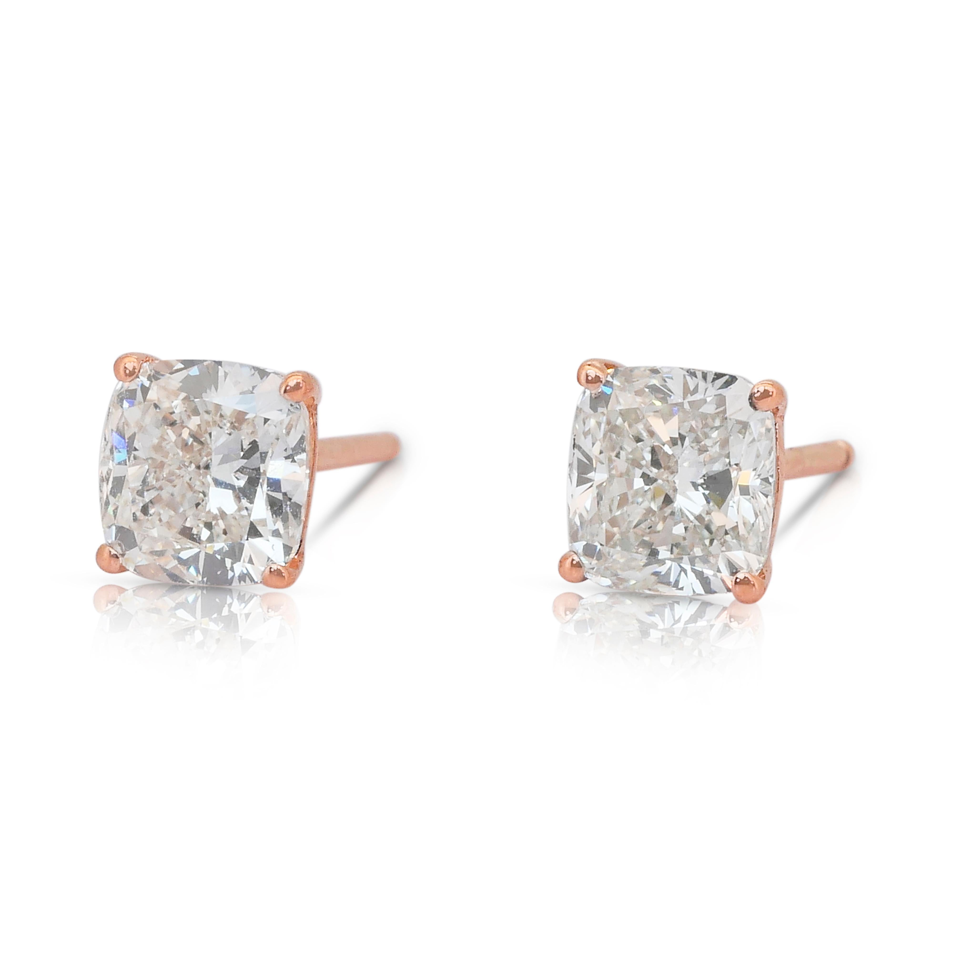 Boucles d'oreilles en or rose 18k avec 2.02ct de diamants - IGI Certified Neuf - En vente à רמת גן, IL