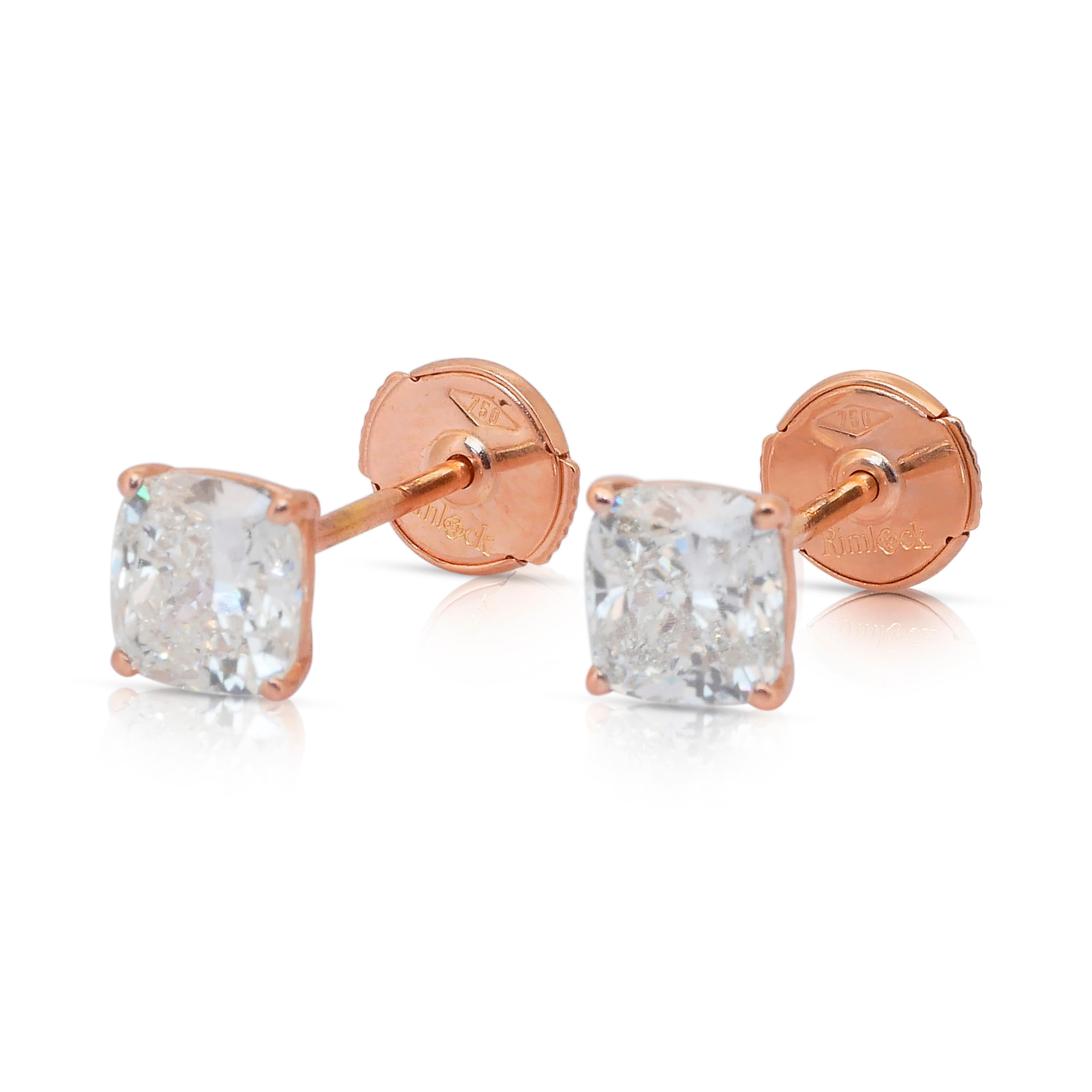 Boucles d'oreilles en or rose 18k avec 2.02ct de diamants - IGI Certified en vente 2