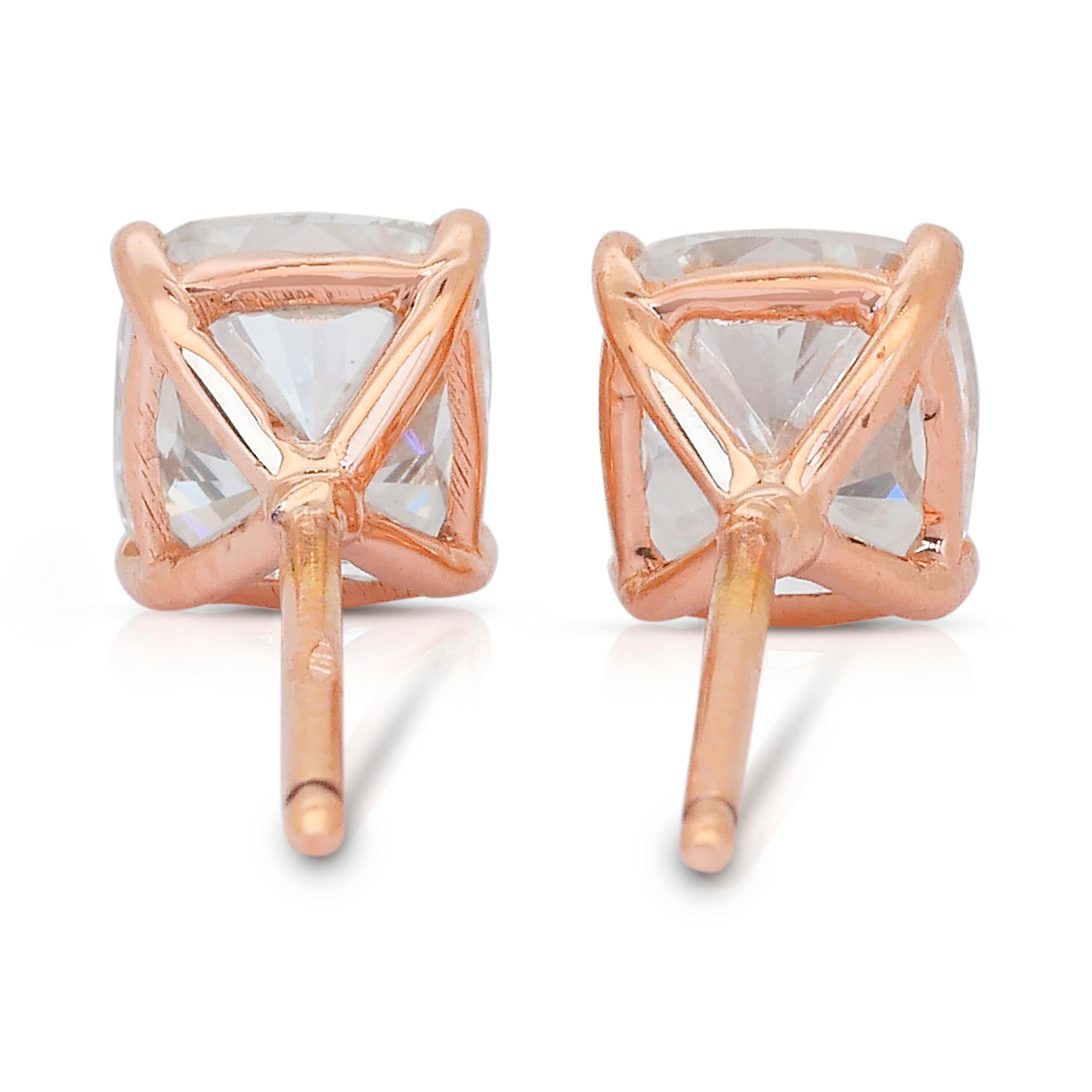 Boucles d'oreilles en or rose 18k avec 2.02ct de diamants - IGI Certified en vente 3