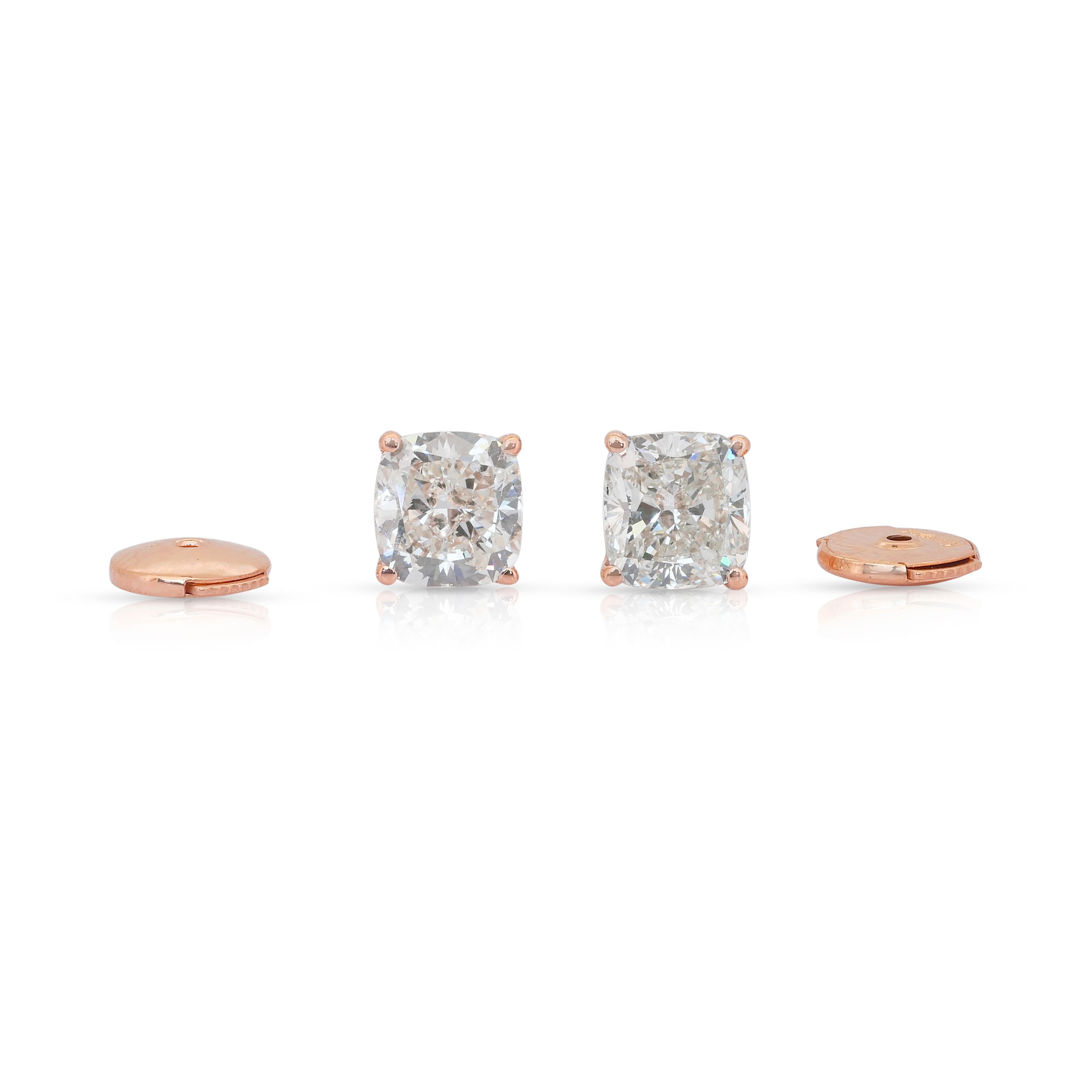 Boucles d'oreilles en or rose 18k avec 2.02ct de diamants - IGI Certified en vente 4