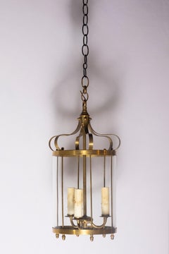 Refined 20th Century French Brass Lantern with Glass Enclosure
