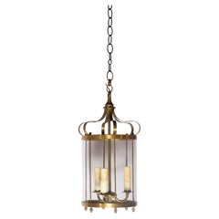 Refined 20th Century French Brass Lantern with Glass Enclosure