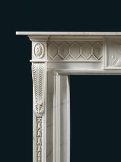 Refined Adam Period Chimneypiece Carved in White Statuary Marble
