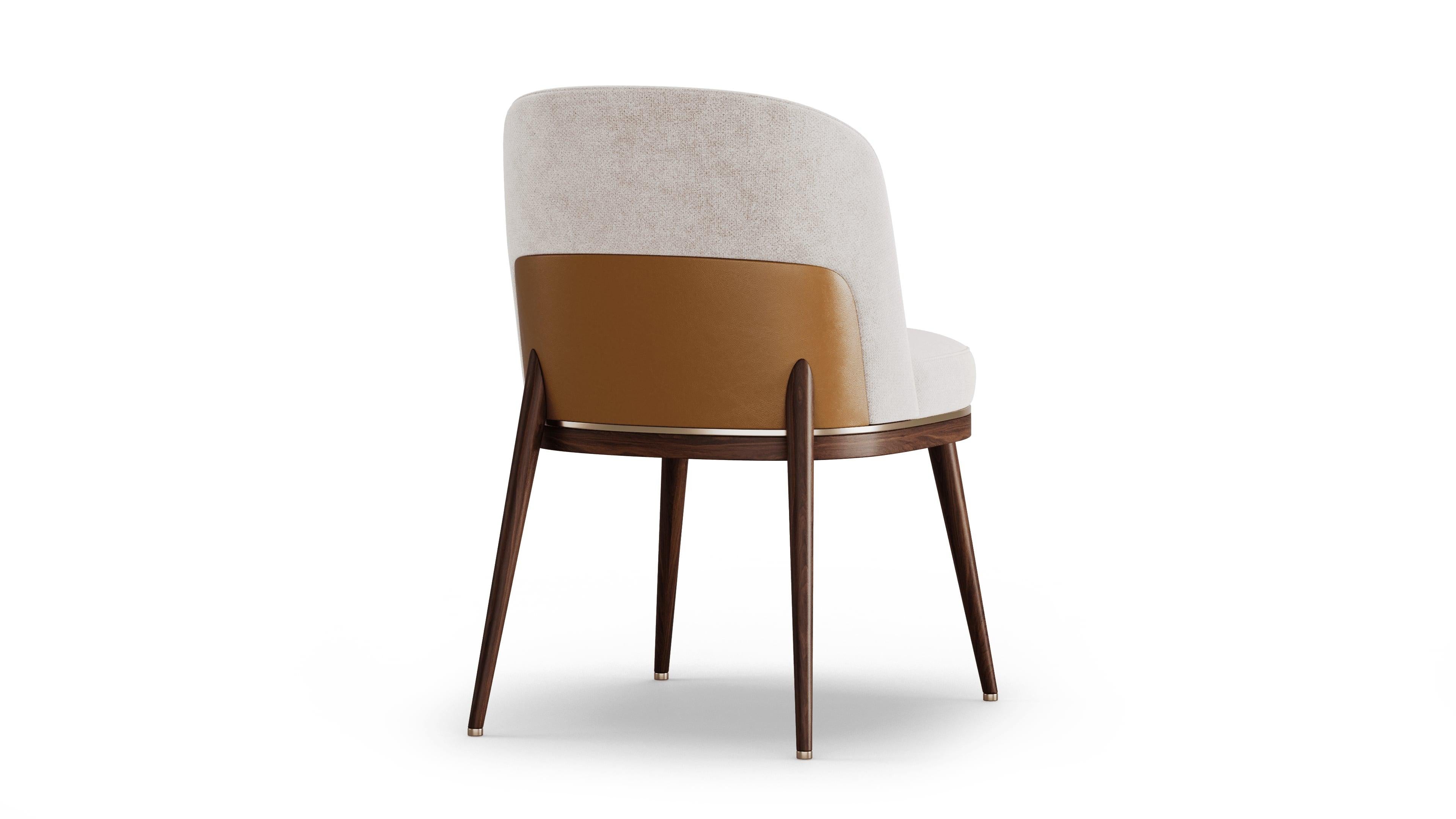 Brushed Refined Aria Dining Chair With Walnut Wooden Base For Sale