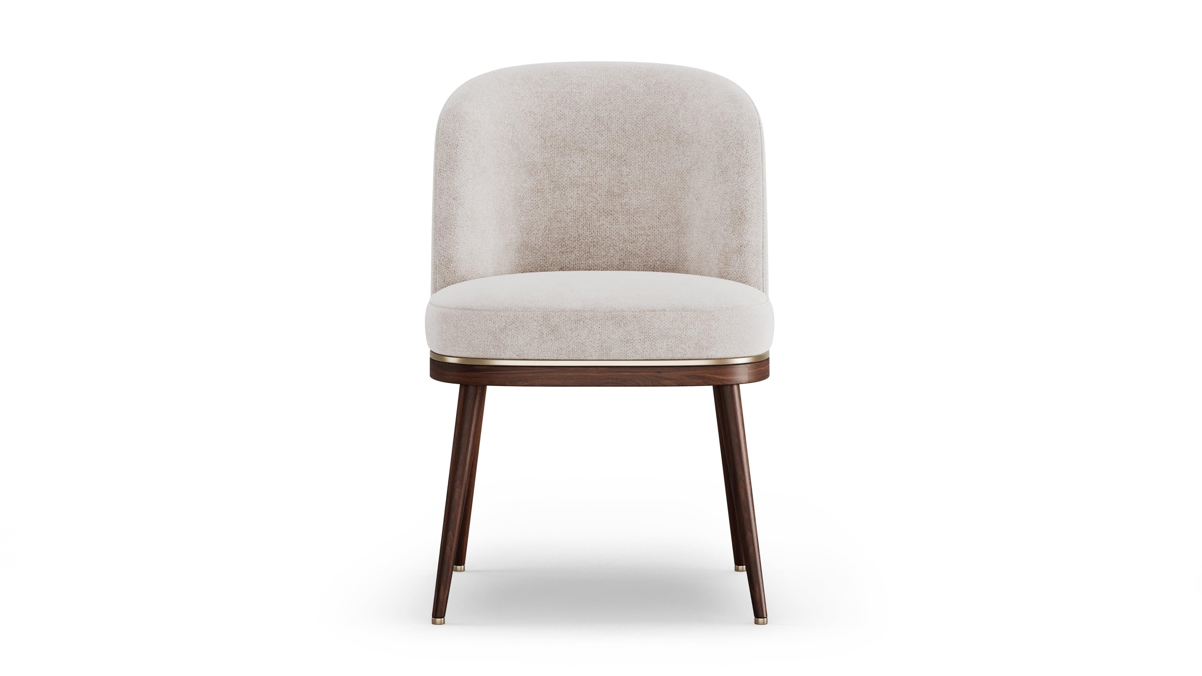 Contemporary Refined Aria Dining Chair With Walnut Wooden Base For Sale