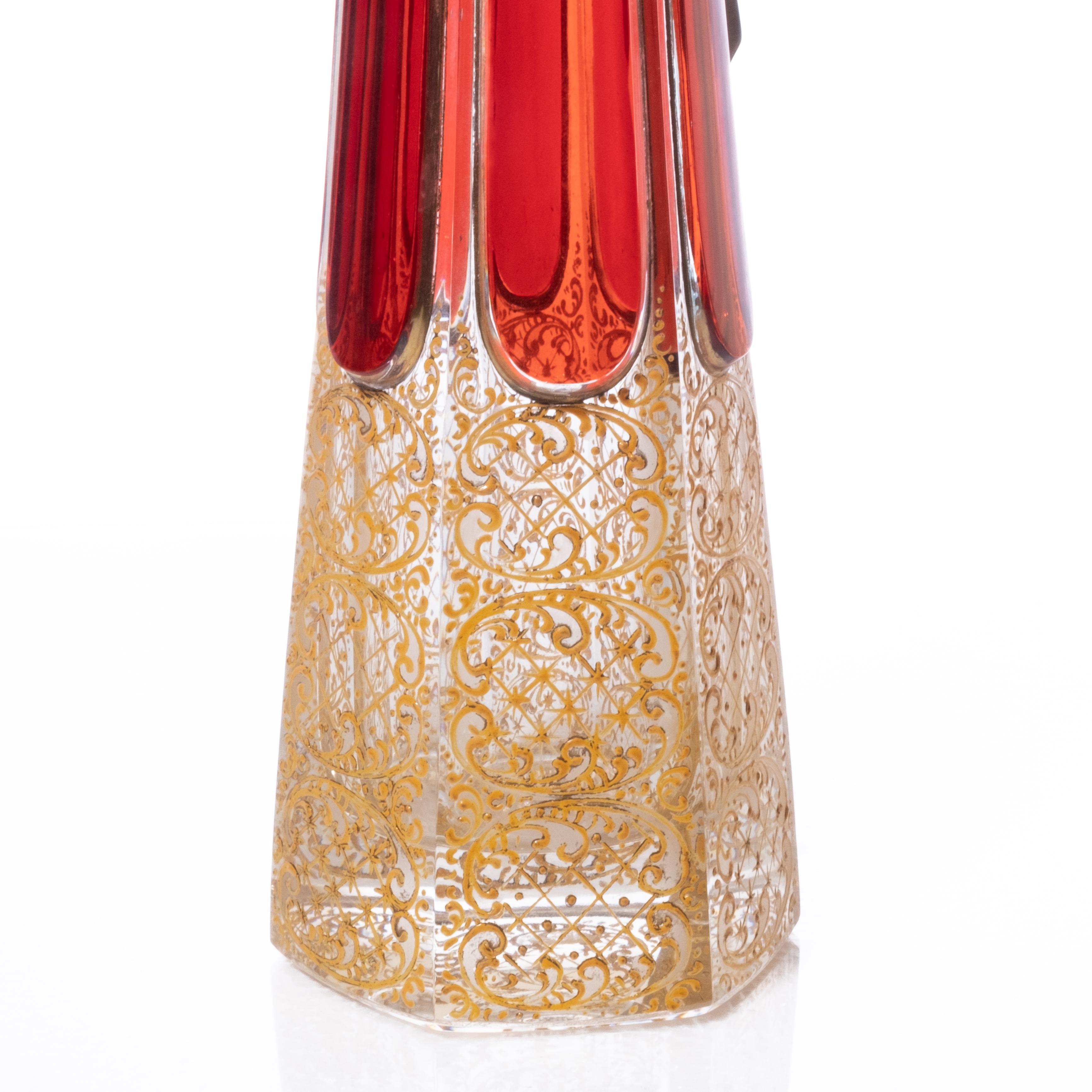 Refined Art Nouveau-Period Enameled Crystal Decanter, circa 1900 In Good Condition In Hudson, NY