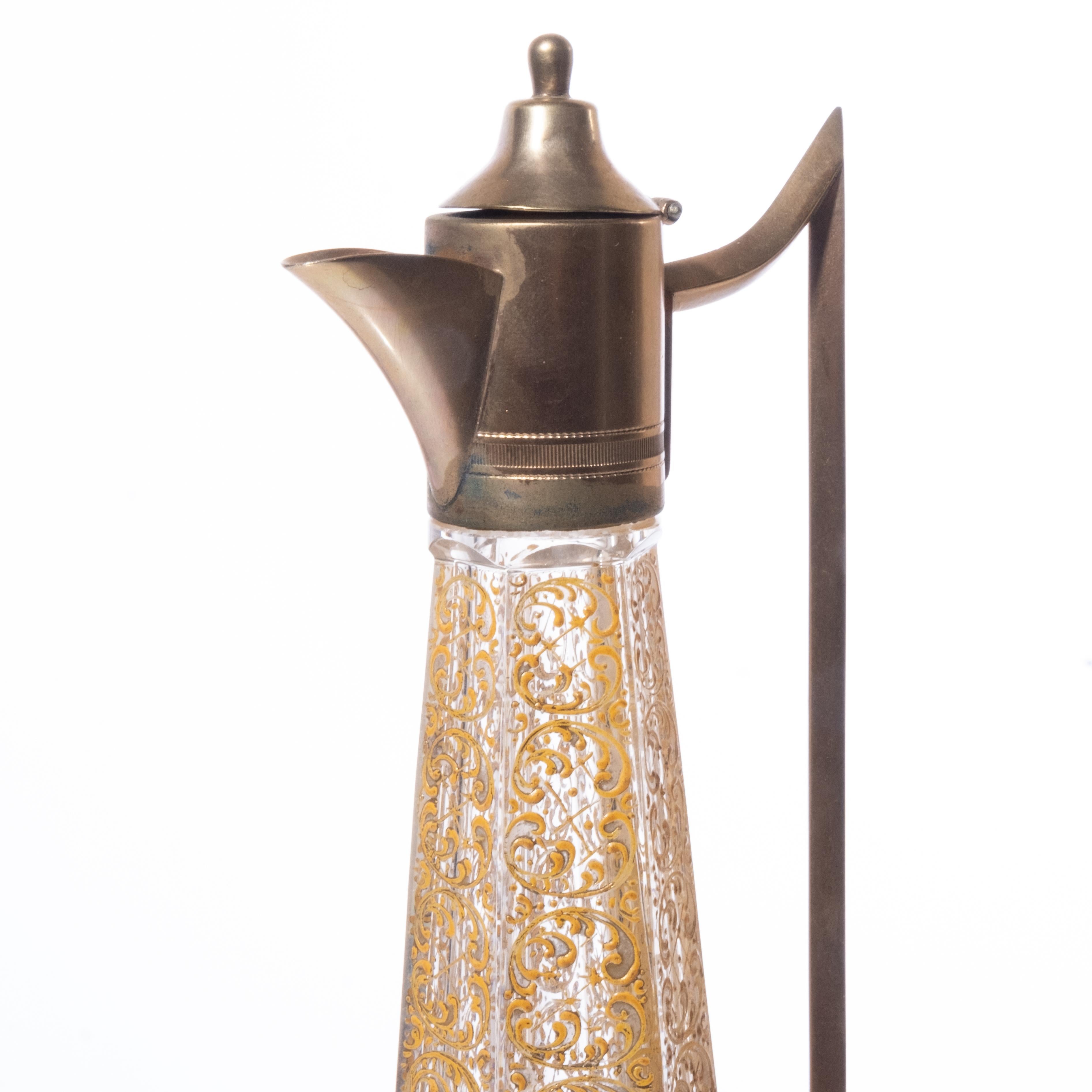 Refined Art Nouveau-Period Enameled Crystal Decanter, circa 1900 2