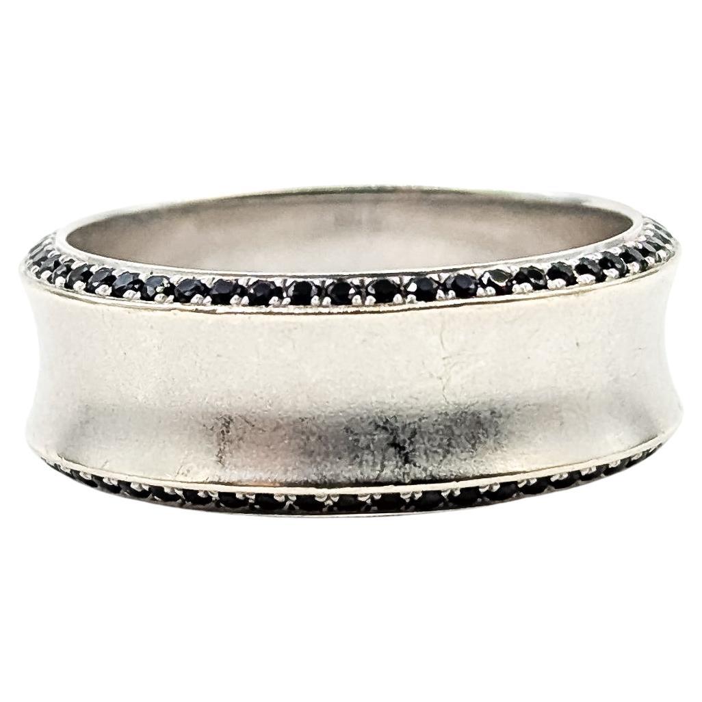 Refined Brushed Sapphire Band in 14k White Gold