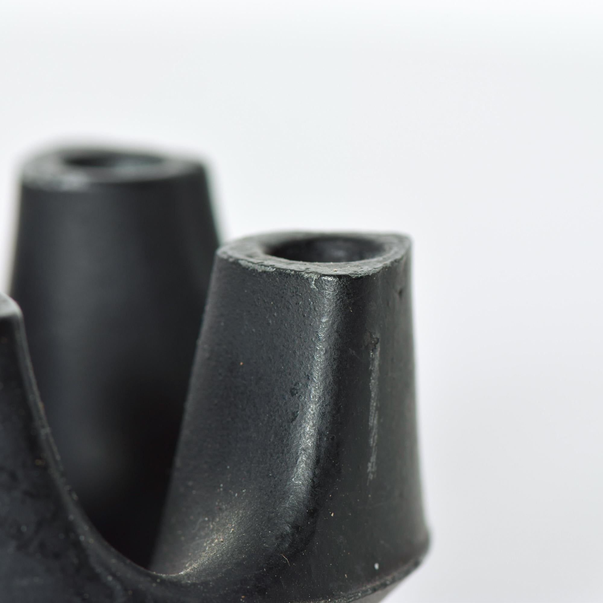 Refined Brutalist Crown Six Candlestick Candleholder Sculpted Iron Ring, 1970s In Good Condition In Chula Vista, CA
