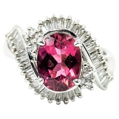 Raffinato anello bypass con tormalina e diamante in platino