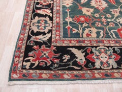 Refined Chic Green Hand-Knotted Wool Rug Carpet with Allover Lattice Design