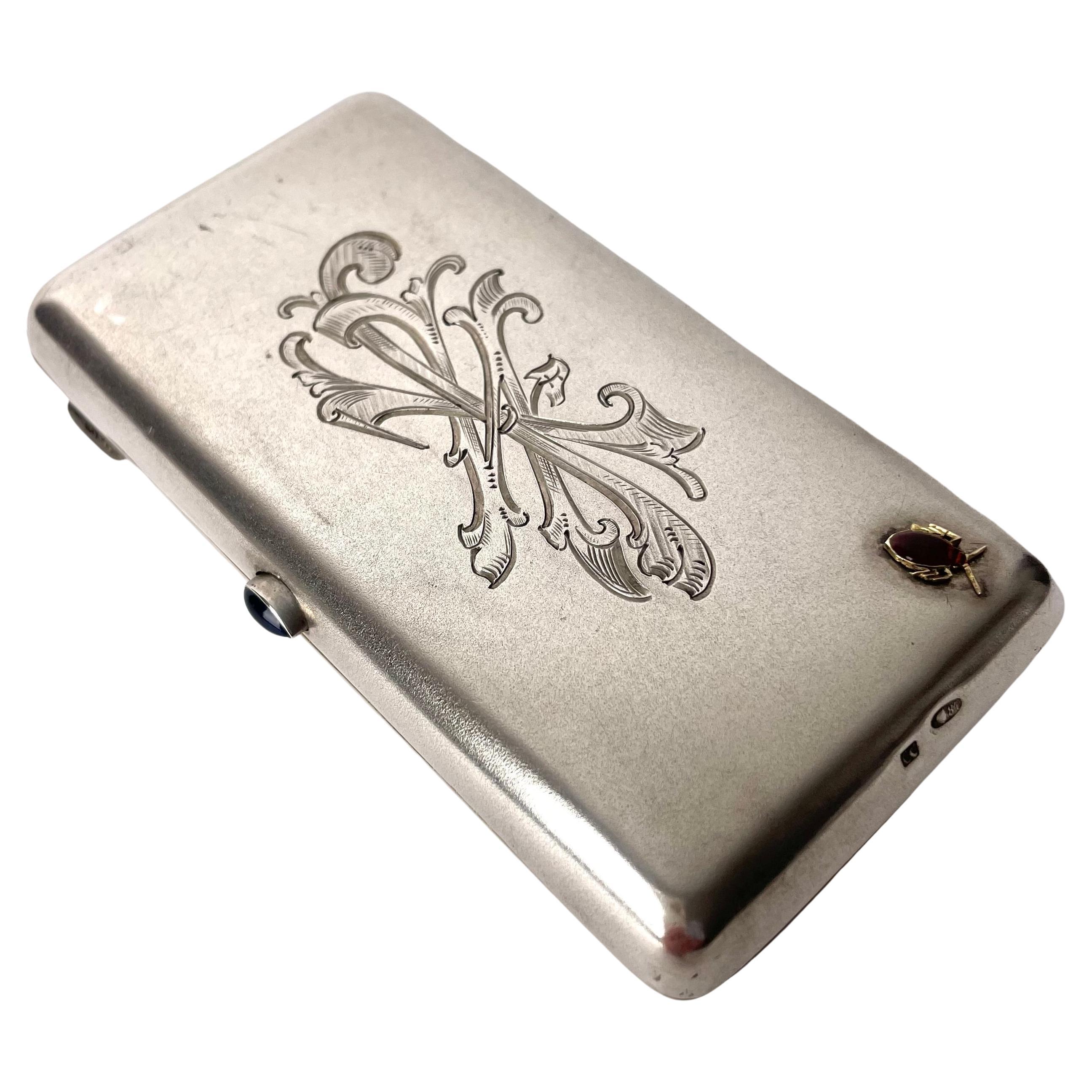 Refined Cigarette Etui in Silver, 1908-1926, Made in Moscow, Russia For Sale