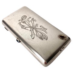 Antique Refined Cigarette Etui in Silver, 1908-1926, Made in Moscow, Russia