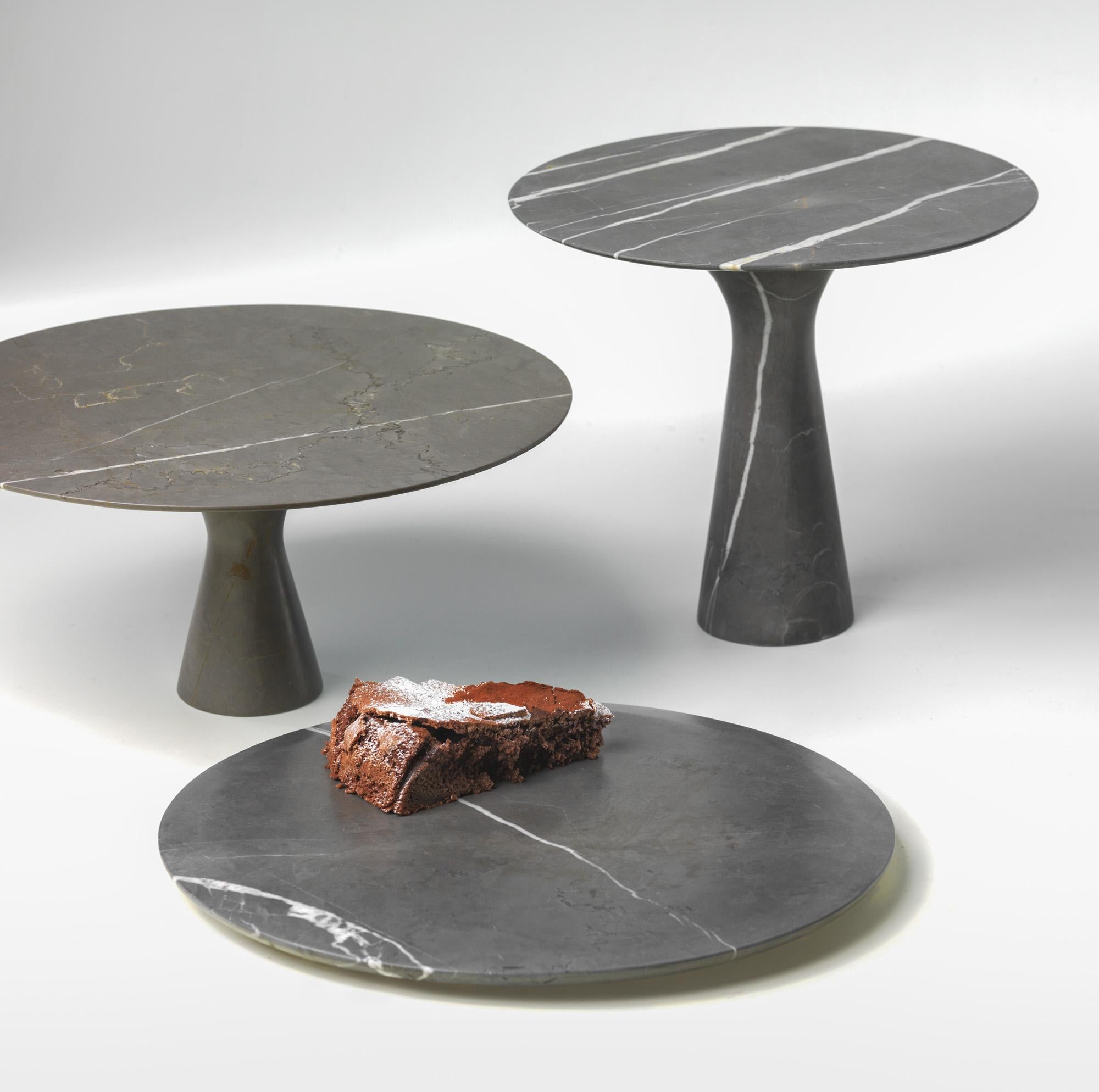 Italian Refined Contemporary Marble 02 Grafite Marble Cake Stand For Sale